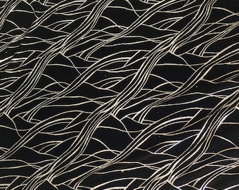 Black Stretch Velvet/Luxurious Black With Silver Glitter Stripe Velvet Fabric/4 Way stretch Velour/Velvet Fabric By The Yard