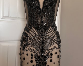 Schwarze Strass Mieder Applikation 016