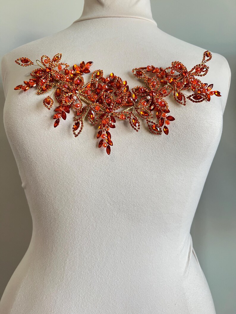 Orange Applique/ Burnt Orange 3d Rhinestone Applique/ Item #187 - Etsy