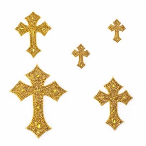 Gold Rhinestone Cross/ Cross Patches/ #151