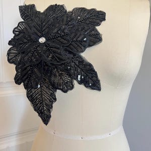 3D Schwarze Applikation / 3D Spitze Blumen Applikation 150