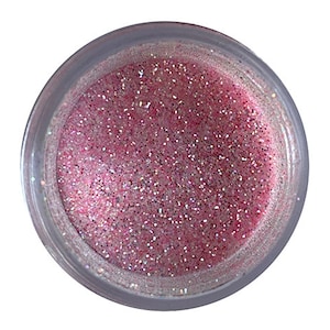 May include: A small jar of pink glitter with iridescent shimmer.