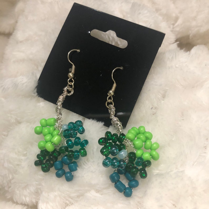 LUXEREE MADE Petal Silver and Glass Beaded Earrings