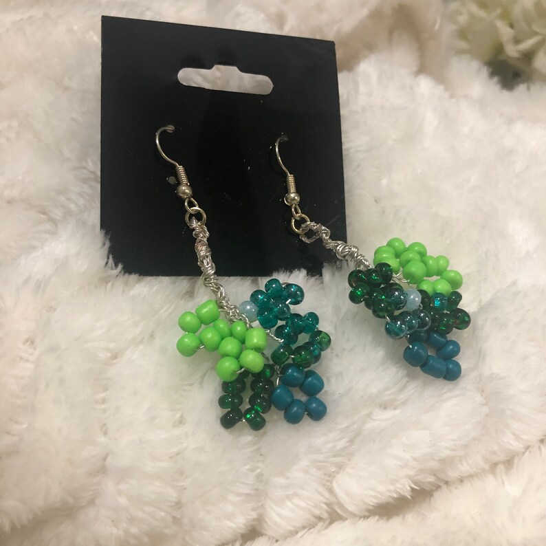 LUXEREE MADE Petal Silver and Glass Beaded Earrings