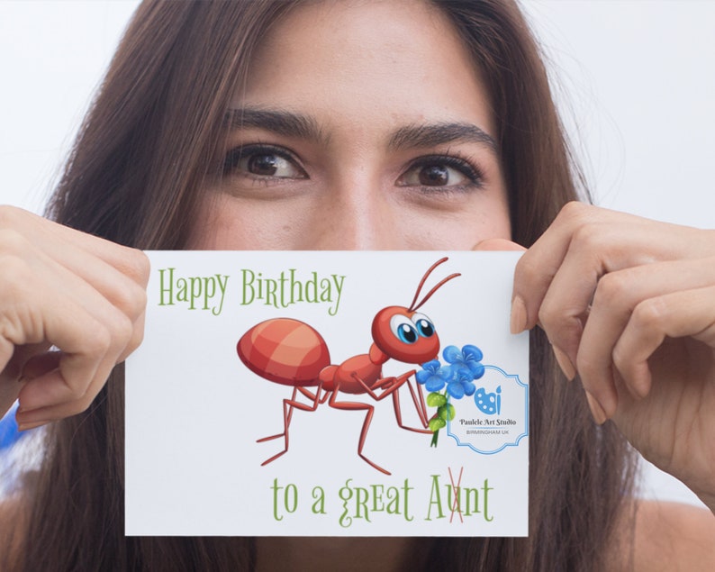 printable birthday card aunt birthday card cute ant card etsy