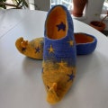 Merino Wool Handmade Slippers, Unique Felted Pattern with Stars Gift, Starry Night Woolen Indoor Shoe Eco-Friendly Natural Wool Slippers product logo