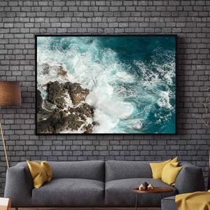Waves Crashing Photograph, Rocky Ocean Shoreline Picture, Canvas Art, Wall Art, Nature Photograph, Home Décor, Wall Hangings, Decoration
