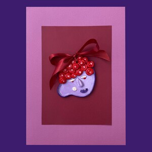 Handmade Clay Portrait Magnet | Quirky Face Ornament Bauble with Ribbon | Unique Art Gift