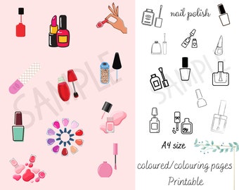 Nail Coloring Pages Etsy