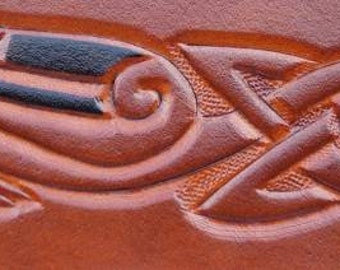 Celtic tooled leather cuff, dragon knot bracelet, handmade natural leather, leather craft jewelry animal style unisex wrist deco art history