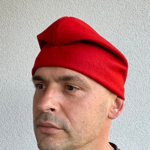 Rote phrygische / dakische Kappe, handgefertigte Freiheitshut, Manumision Premium Wollmütze antikes Rom Dacia Winter-Reenactment Geschichte Antike Replik