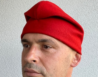 Gorra roja frigia / dacia, sombrero de libertad hecho a mano, gorra de lana premium manumision antigua Roma Dacia historia de recreación de invierno Réplica de la antigüedad