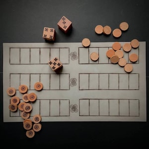 Handgemaakt leren backgammonbordspel: Roman Ludus Duodecim Scripta