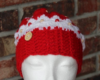 Handmade Crochet Hat Red-Beanie kid CraftBeads-Slouchy Hat Kids Little girls-Red Crochet Beanie-Red Beanie for Kids-Crochet Red Hat-Beanie