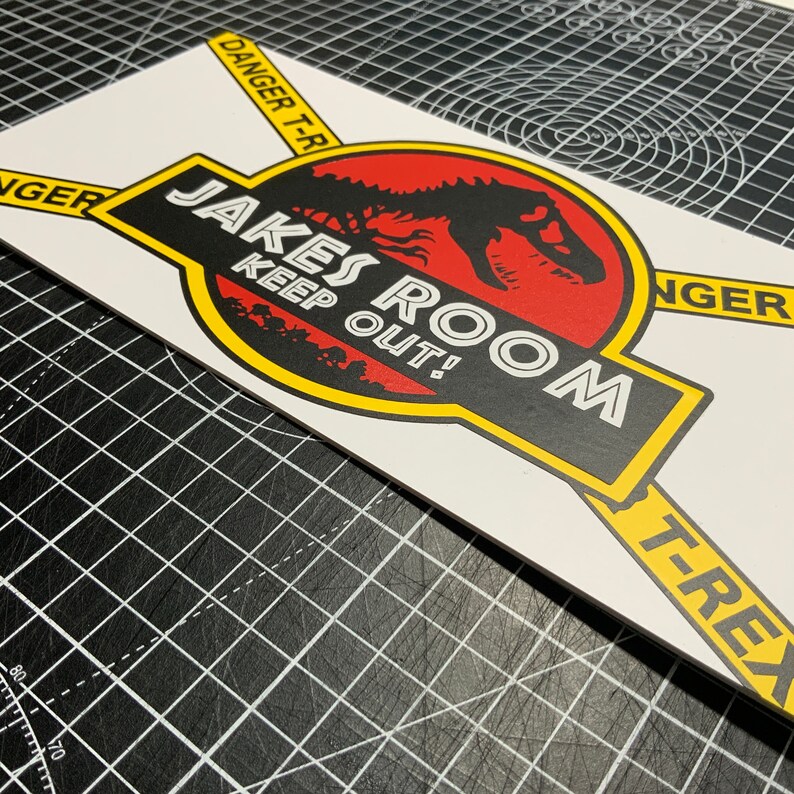 Personalised Jurassic Park Door Sign Danger T-Rex Office | Etsy