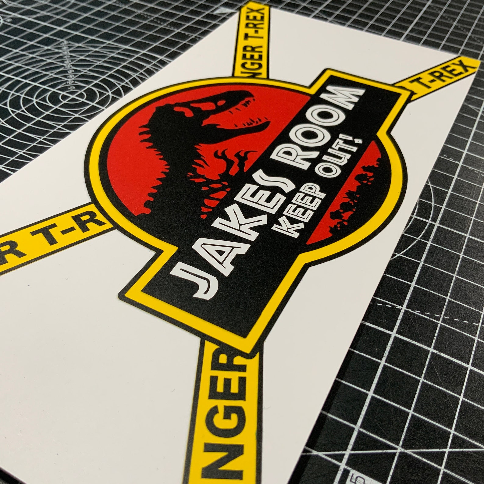 Personalised Jurassic Park Door Sign Danger T-Rex Office | Etsy