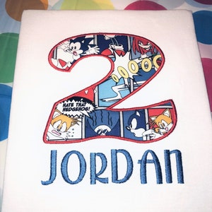 Sonic Hedgehog and friends Inspired Shirt, kids birthday shirt, customized birthday shirt, embroidered shirt