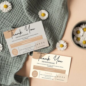 Boho Small Business Thank You Card Template, Thank You For Your Purchase Editable Card, Editable Business Thank You Card, Thank You Note