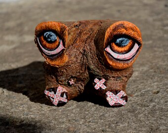 Surrealist Wooden Sculpture: Quirky doggy Shelf Sitter