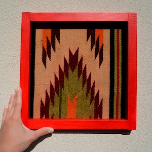 One of a kind Ukrainian ethnic Geometric wall art Framed: folk hutsul original square artwork