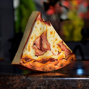 Hand painted Pizza Sculpture: Wooden fake food Kitchen shelf or wall Decor
