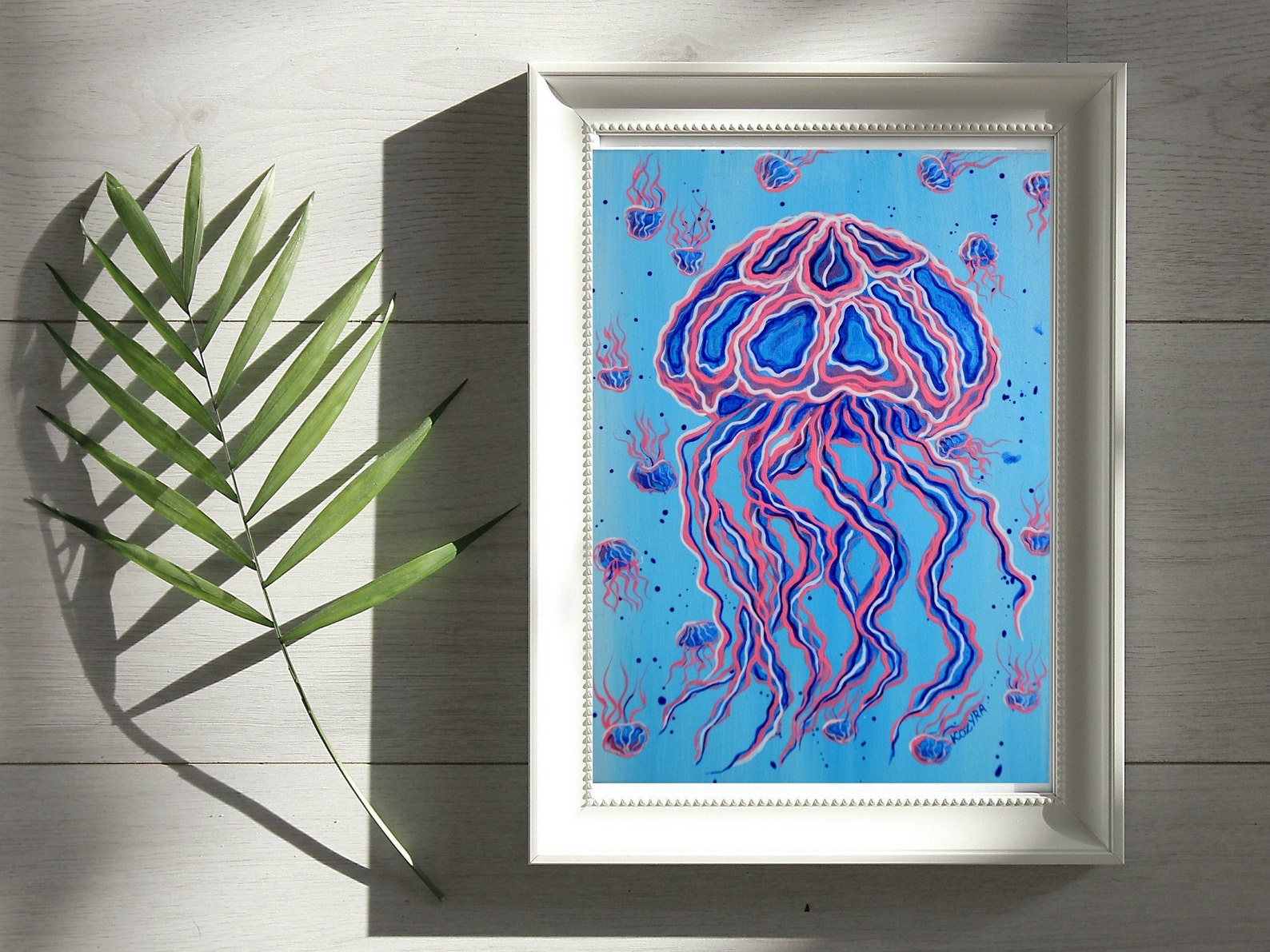 Jellyfish Painting Original Wall Art Coastal Decorations Etsy