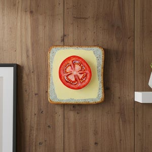 Väggkonst i köket: Handmålad tomattoast i trä bild 12