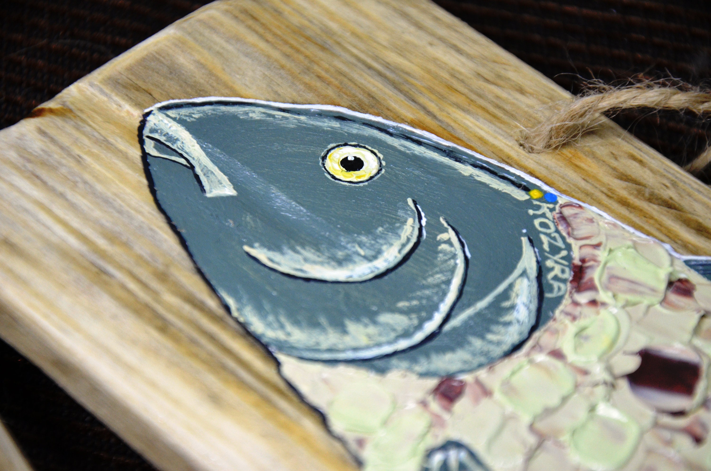 Fish painting on wood SET of 2 Original art Fisherman gift Etsy