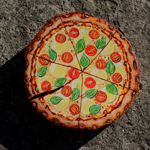 Funny foodie dad gift, pizza wall sculpture, fake food wall decor, kitchen wall decor, Made in Ukraine wood slice art, pizza lovers gift