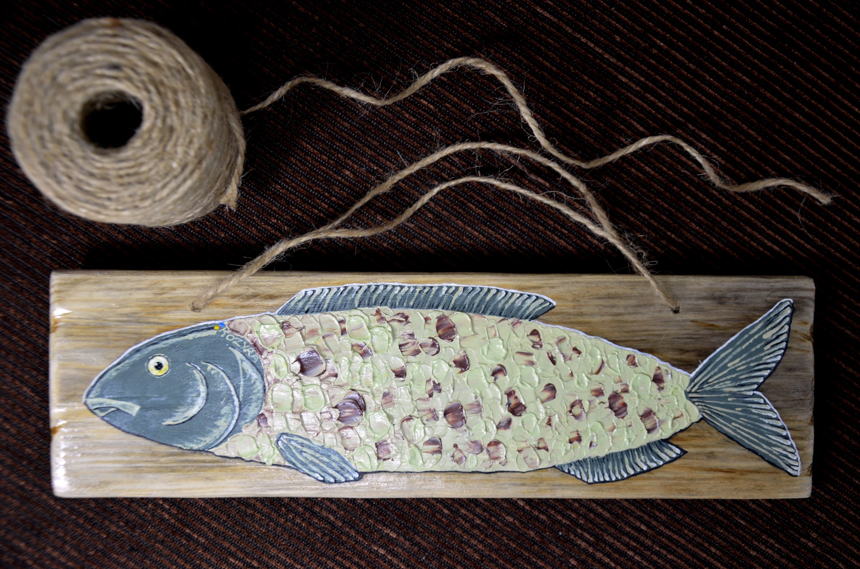 Fish painting on wood SET of 2 Original art Fisherman gift Etsy