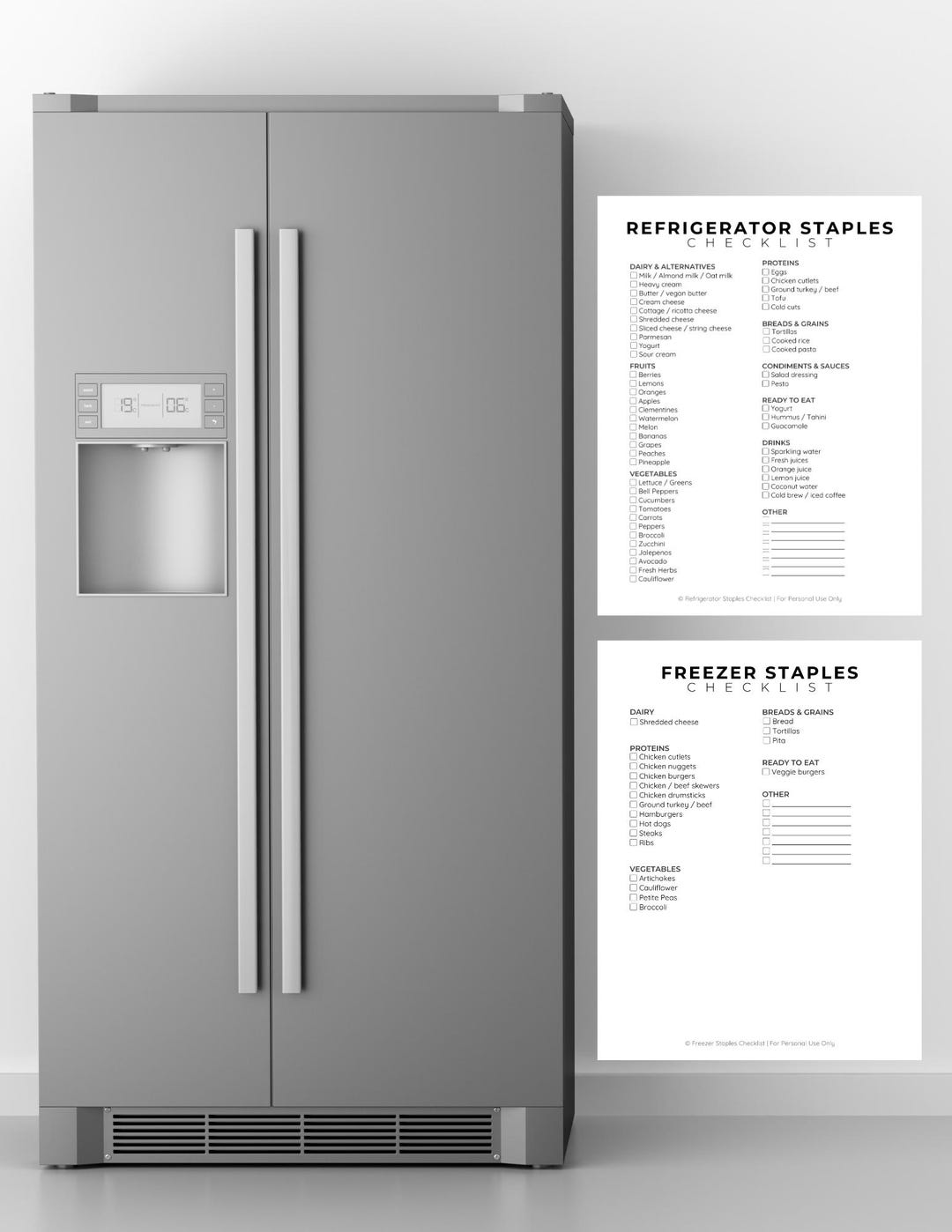 Fridge Checklist Appendix Refrigerator & Freezer Staples Checklist | Fridge Inventory | Kitchen ...