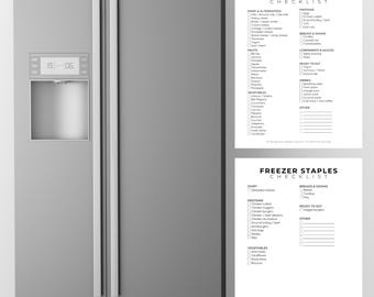 Refrigerator & Freezer Staples Checklist | Fridge Inventory | Kitchen Organization Printable
