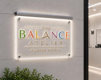 Op maat gemaakt LED-kantoorbord van acryl, mat bedrijfslogo-bord, verlicht receptiebord, bedrijfswandplaat, moderne bedrijfsbelettering