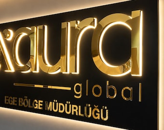 Custom Backlit 3D Metal Logo Sign: LED Business Signage