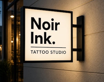 Luxury Square Sign, Illuminated Hanging Business Sign, Double Sided LED Light Box, Modern Storefront Signage, Custom Shop Sign