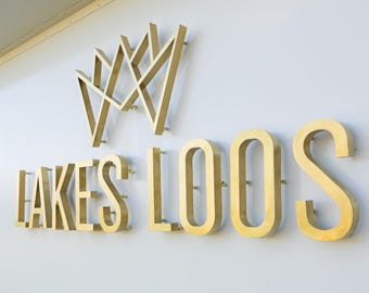 Logo 3D personalizzato in acciaio inossidabile / Insegna in metallo spazzolato per ufficio, negozio, ristorante / Esterno e interno