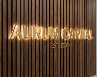 Insegna con logo aziendale in metallo retroilluminato 3D personalizzato / Emblema da parete personalizzato / Insegna illuminata per vetrine e uffici