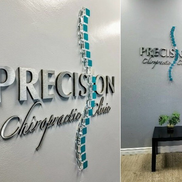 Lobby Sign, Office Decor, Office Sign for Wall, Office Wall Decor, Brushed Metal Logo, Custom Laser Cut Logo Sign, Indoor sign,In all colors