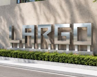 Custom Freestanding Metal Logo Sign, 3D Stainless Steel Business Signage, Modern Architectural Nameplate