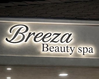 Insegna con logo retroilluminato personalizzato in acciaio inossidabile, decorazione per la reception dell'ufficio