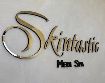 Insegna con logo in acrilico personalizzato / Insegna in acrilico tagliata al laser / Logo da parete aziendale / Insegna in acrilico 3D / Lettere tagliate al laser / Insegna per ufficio in acrilico da 8 mm