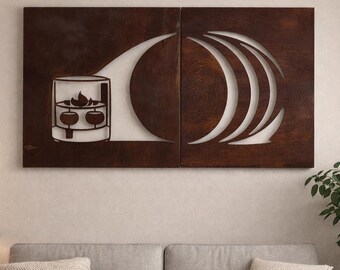 Arte murale rustica, metallo Corten tagliato al laser, insegna con logo personalizzato, arredamento rustico, profondità del metallo 1 pollice (2,5 cm)