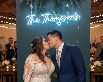 Insegna al neon personalizzata per matrimoni, insegna con cognome personalizzata, decorazioni per feste