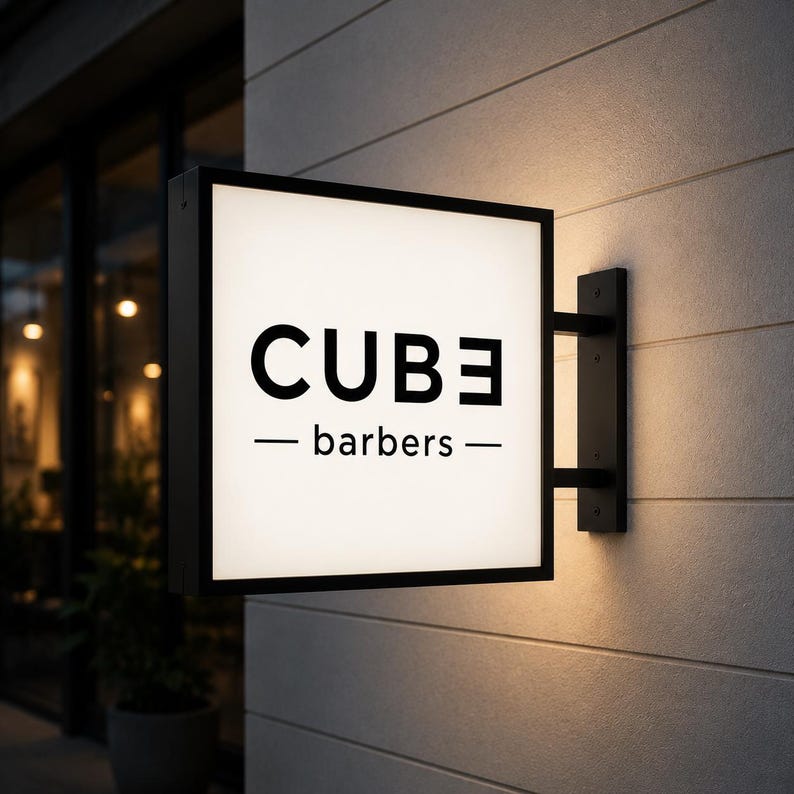Luxury Square Sign, Illuminated Hanging Business Sign, Double Sided LED ...
