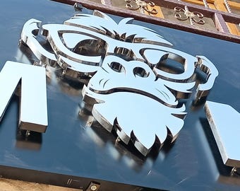 Outdoor Sign, 3D Stainless Steel Sign, Backlit Sign, Custom Logo Sign, Metal Channel Letters, Business Sign