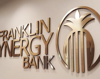 Insegna con logo aziendale personalizzato: decorazione da parete per ufficio in 3D tagliata al laser, insegna aziendale, insegna in metallo