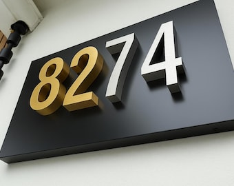 Modern Floating 3D House Numbers: Stainless Steel Address Sign