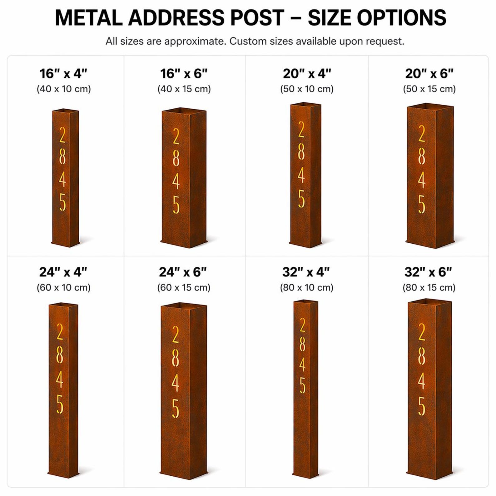 Rural Addressing Posts Metal Address Post, Yard Address Sign, Rusted Custom House Numbers ...
