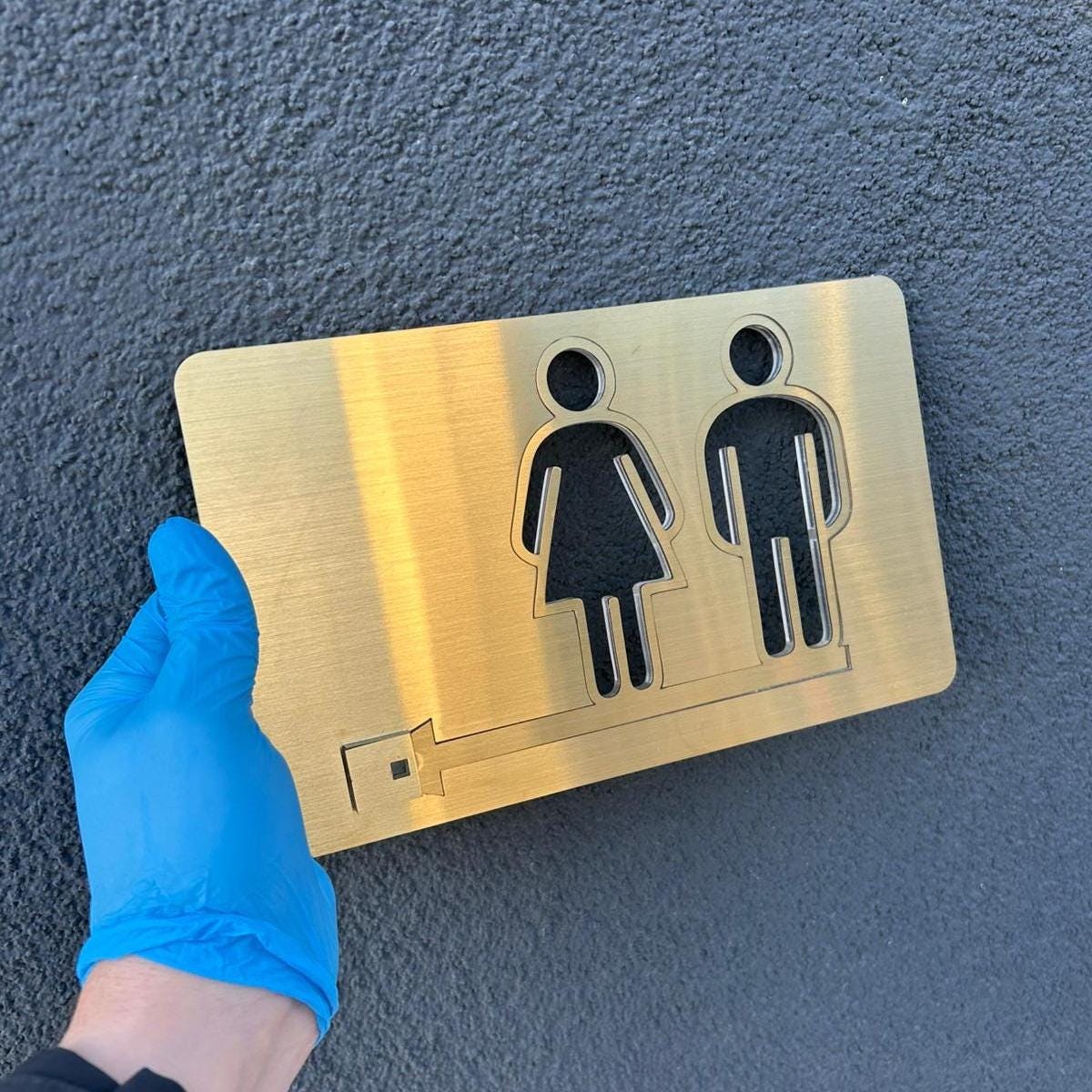 Wc Direction Sign Modern Restroom Direction Sign, Acrylic and Metal WC Wayfinding Sign ...