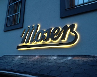 Insegna LED personalizzata per esterni, insegna con lettere 3D in acciaio inossidabile, insegna con logo aziendale illuminato per vetrine, insegna retroilluminata in metallo